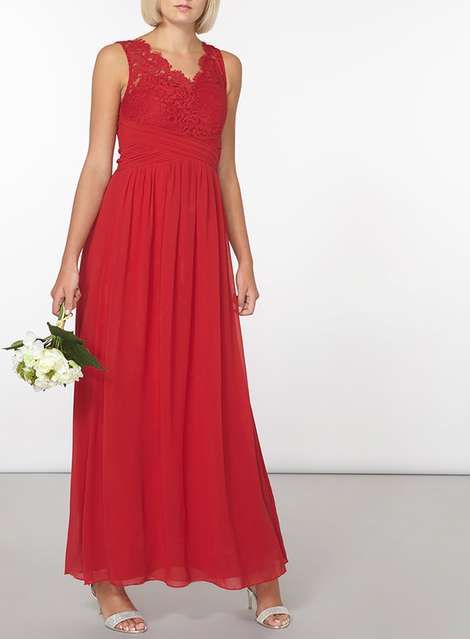 **Showcase Josie Red V-Neck Maxi Dress